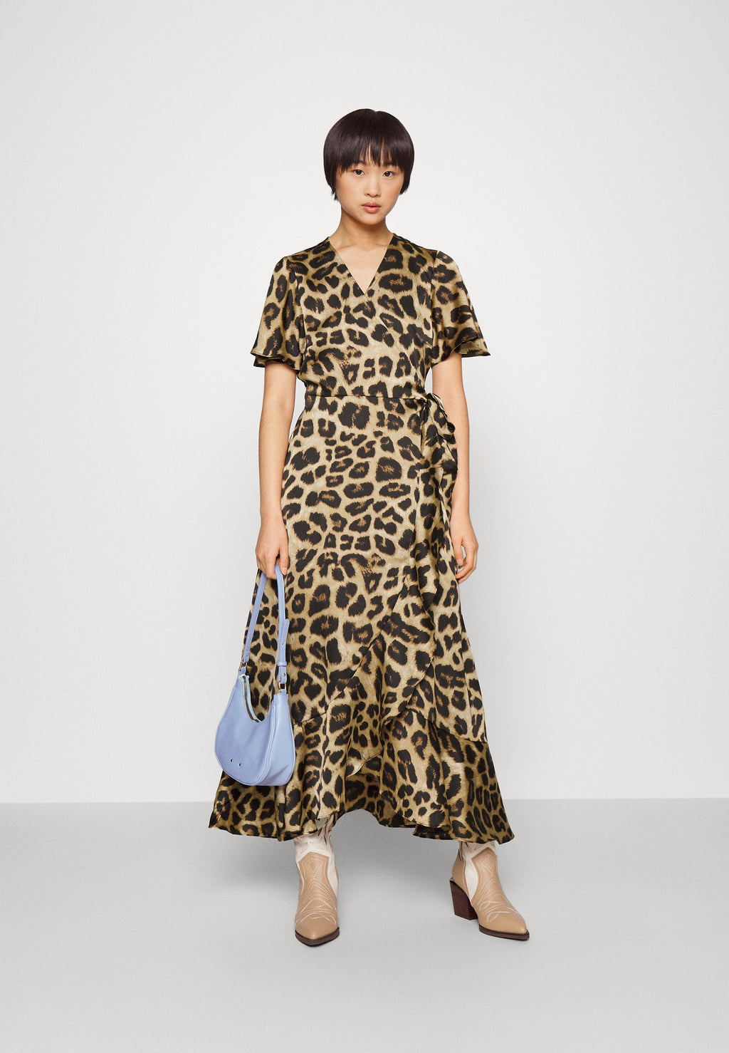 Object Petite OBJGREEN PAPAYA WRAP LONG DRESS
