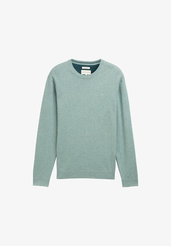 TOM TAILOR BASIC CREWNECK - Jumper - dark smoke green melange