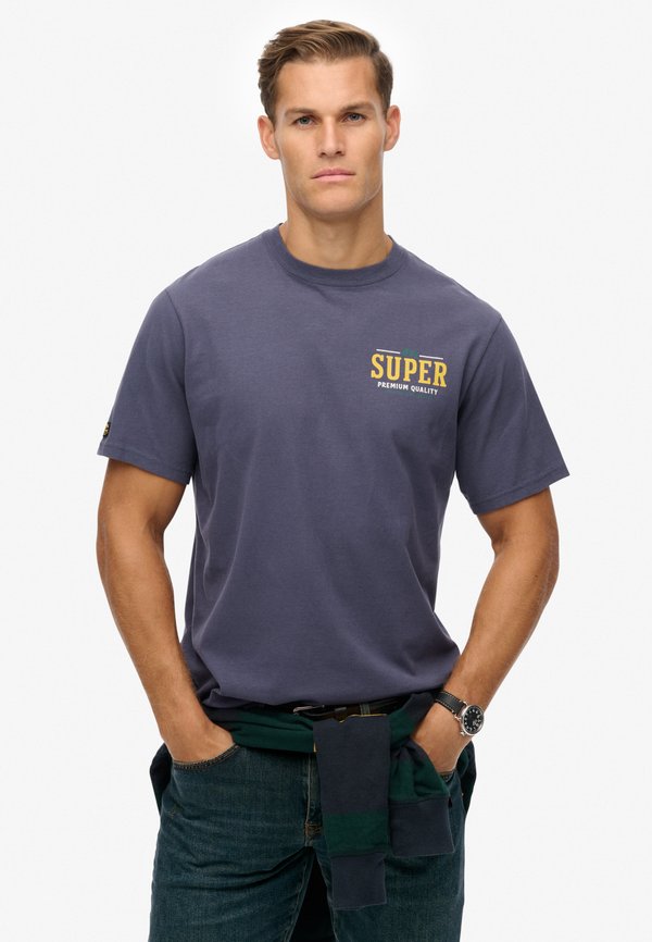 Superdry & Co TAP ROOM  - Print T-shirt - lauren navy
