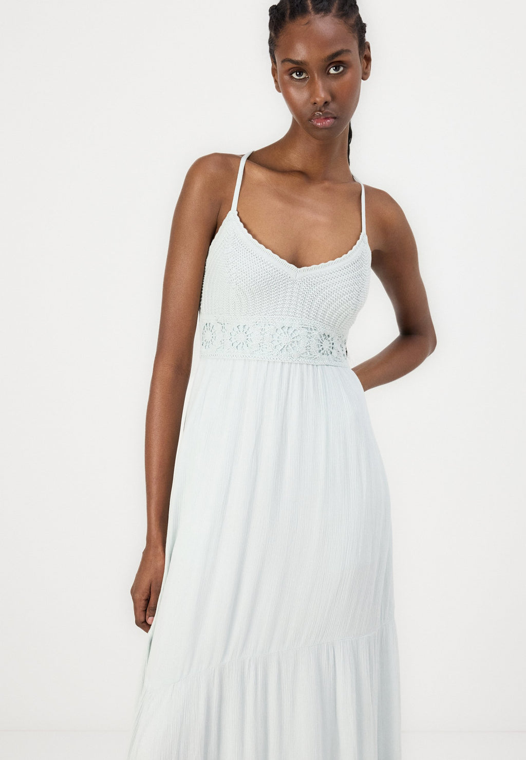 Hollister Co. Crochet-Style Mix V-Neck Maxi Dress