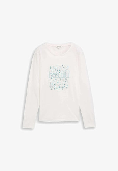 TOM TAILOR TOM TAILOR T-SHIRT LANGARMSHIRT MIT PRINT - Long sleeved top - whisper white