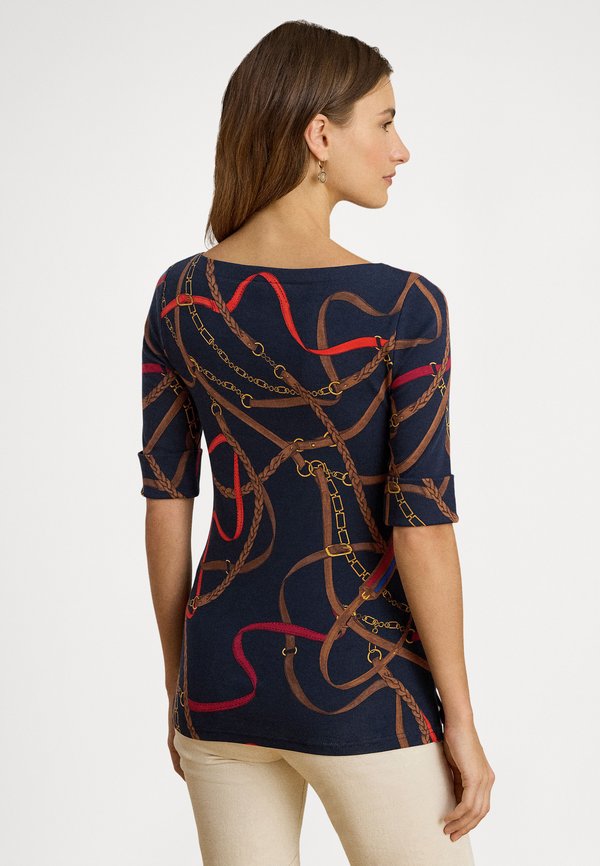 Lauren Ralph Lauren Petite BELTING-PRINT COTTON BOATNECK TEE
