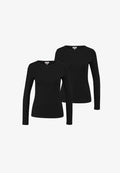 s.Oliver S.OLIVER DAMEN LONGSLEEVE LANGARMSHIRT RUNDHALS-AUSSCHNITT PACK OF 2 - Long sleeved top - schwarz