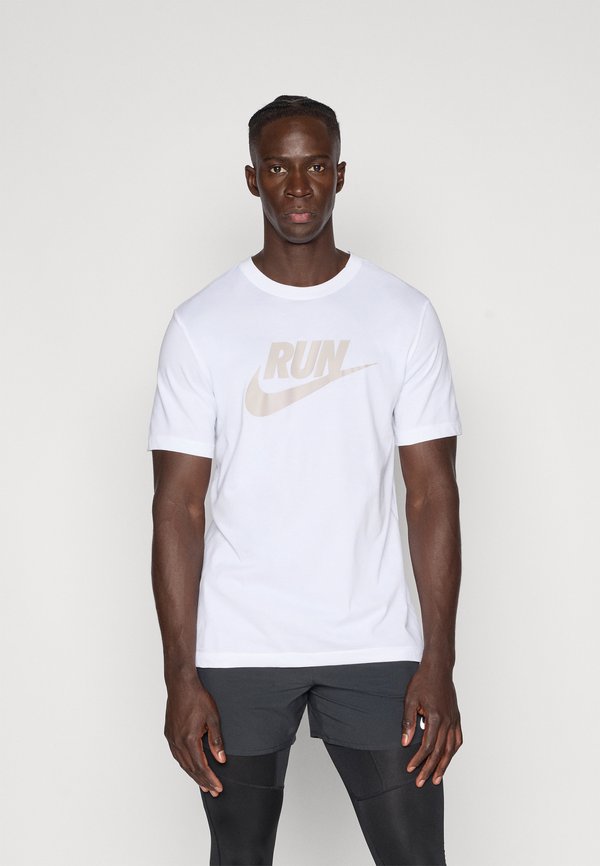 Nike Performance TEE RUN - Sports T-shirt - white/moon particle