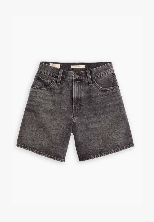 Levi's® HIGH BAGGY SHORT - Denim shorts - black denim