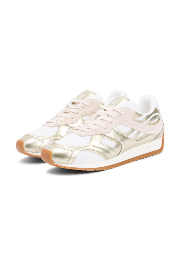 Tommy Hilfiger MIXED TEXTURE METALLIC TRAINERS WITH LEATHER
