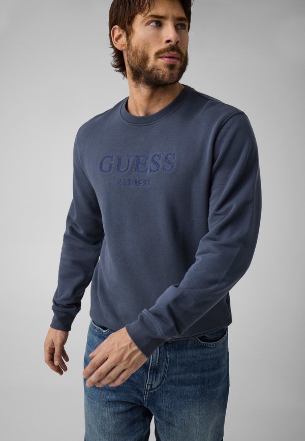 Guess BESTICKTES LOGO-SWEATSHIRT - Sweatshirt - blau