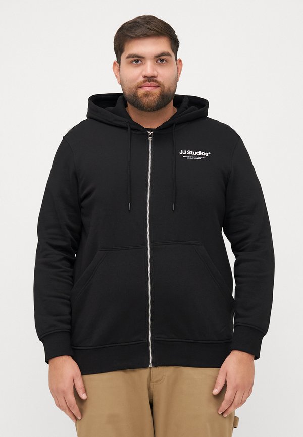 Jack & Jones Zip Plus Size Printed Zip - Zip-up sweatshirt - black