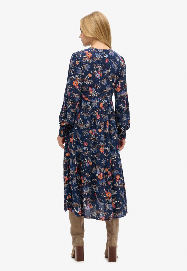Superdry & Co LONG SLEEVE TIERED MIDI