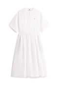 CURVE PRINT PURE LINEN MIDI SHIRT DRESS Media 1