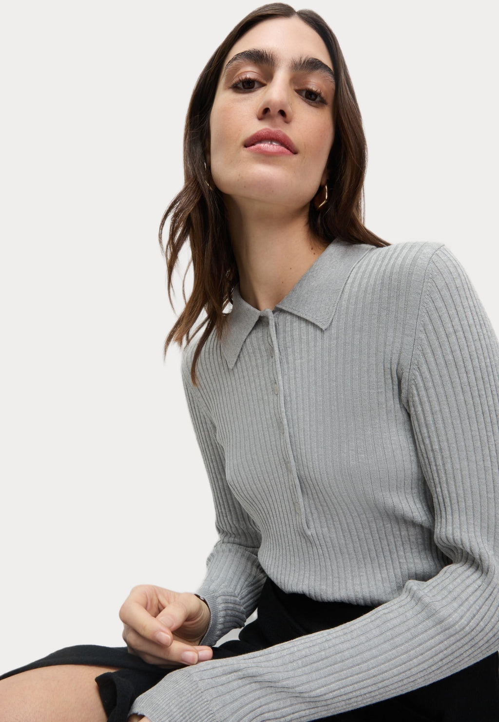 Marks & Spencer RIBBED COLLARED BUTTON DETAIL