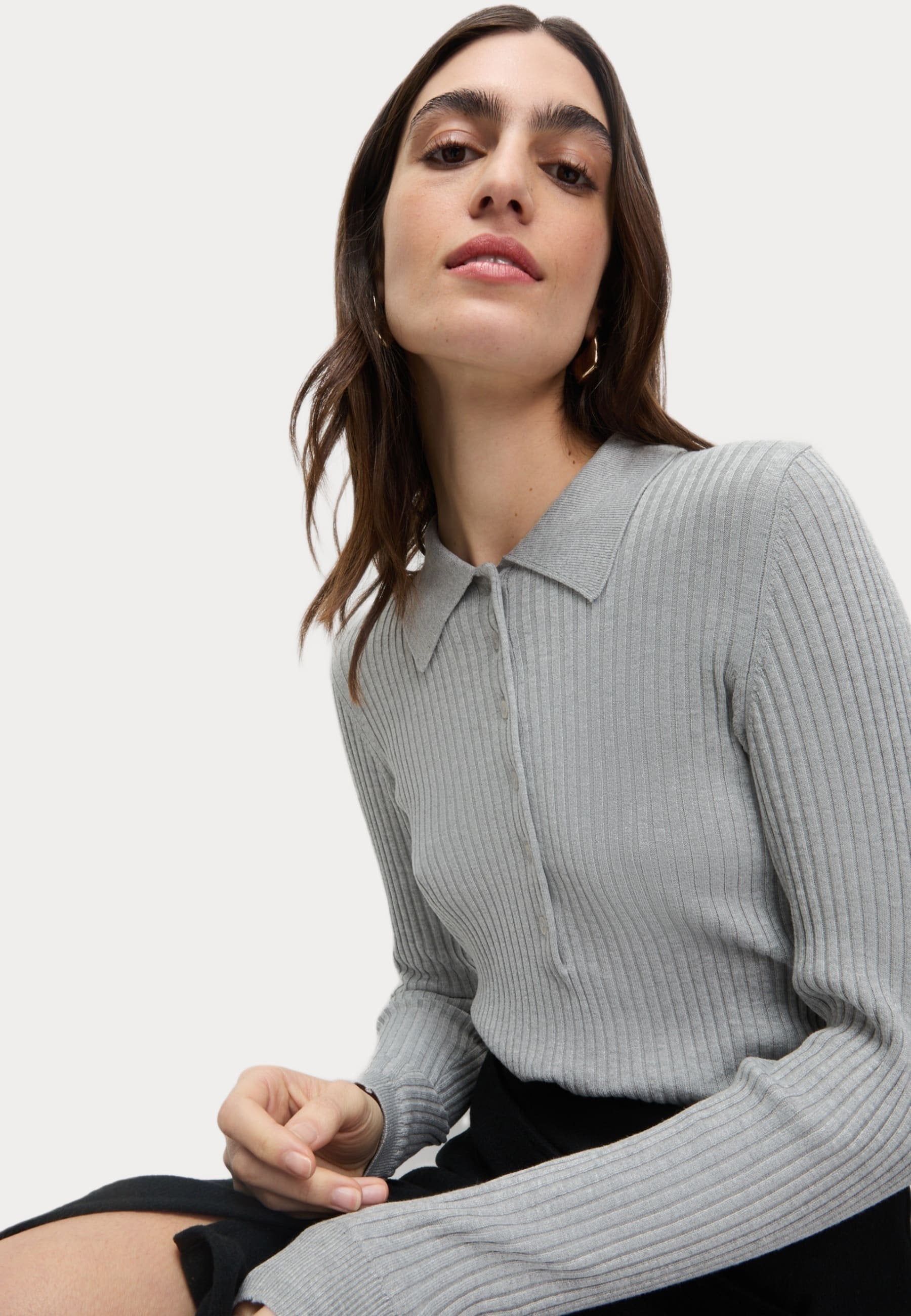 Marks & Spencer RIBBED COLLARED BUTTON DETAIL