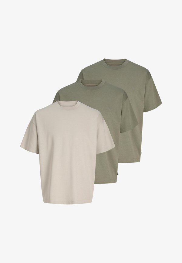 Jack & Jones JACK & JONES 3 PACK - Basic T-shirt - grün   beige