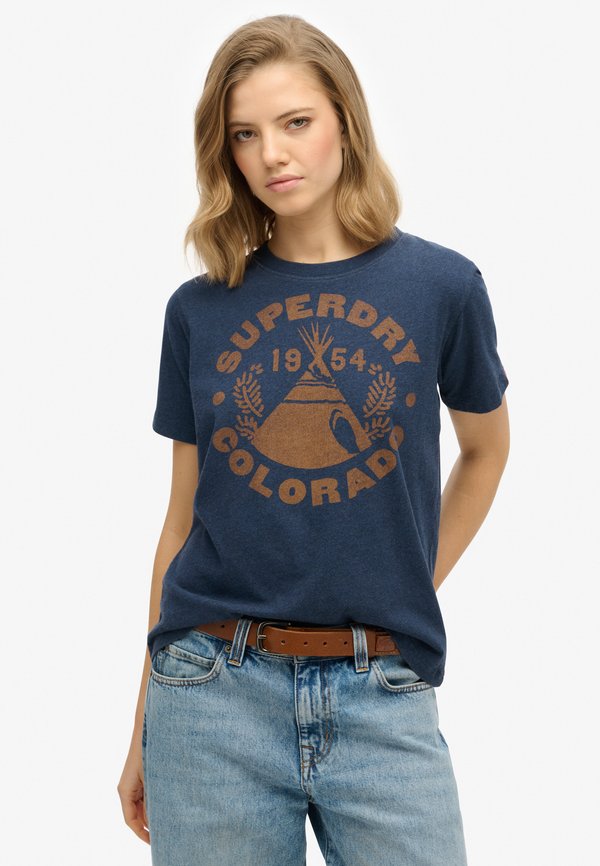 Superdry & Co LO-FI OUTDOOR MONO - Print T-shirt - rich navy marl