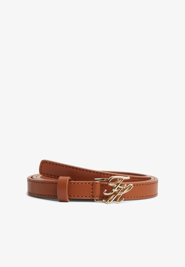 Tommy Hilfiger LOGO PLAQUE BUCKLE LEATHER BELT - Belt - cognac