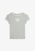Tommy Hilfiger LOGO SLIM RINGER T-SHIRT - Print T-shirt - med heather grey