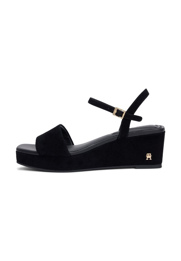 Tommy Hilfiger SUEDE TH MONOGRAM WEDGE SANDALS