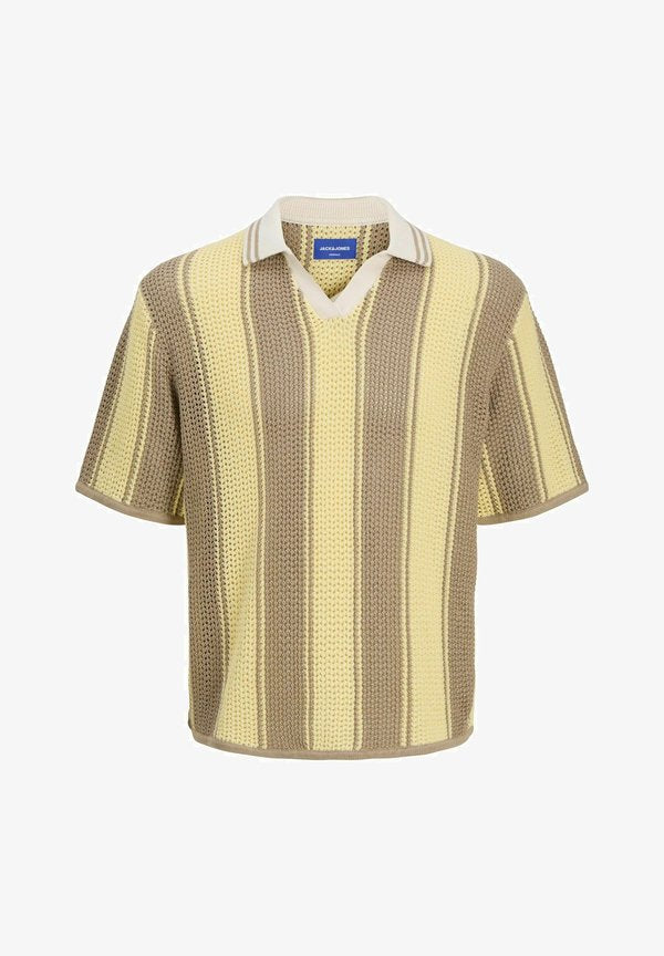 Jack & Jones Knitted Striped Knitted - Polo shirt - crockery