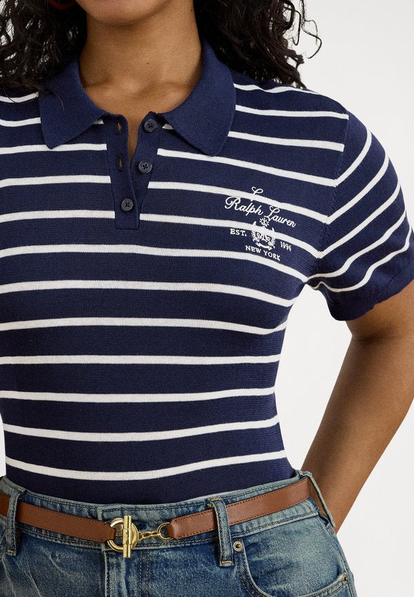 Lauren Ralph Lauren Woman STRIPED COTTON-BLEND POLO