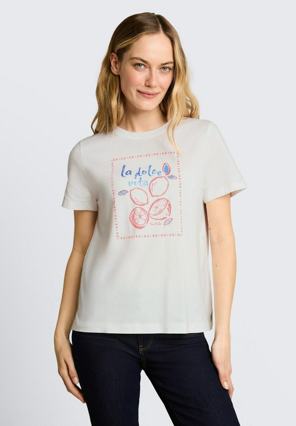 TOM TAILOR TOM TAILOR T-SHIRT T-SHIRT MIT PRINT - Print T-shirt - whisper white