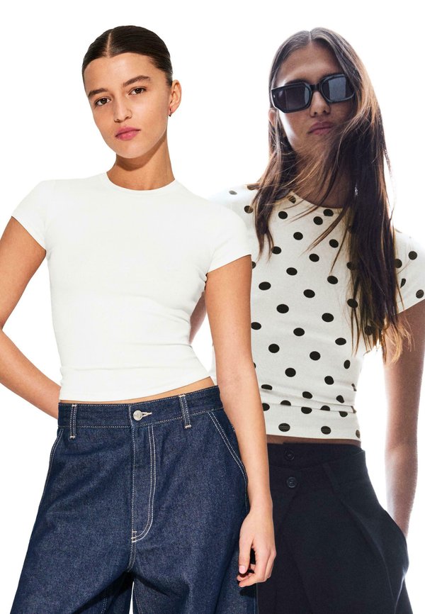 Bershka SHORT SLEEVE ROUND NECK - 2-PACK  - Basic T-shirt - multi-coloured