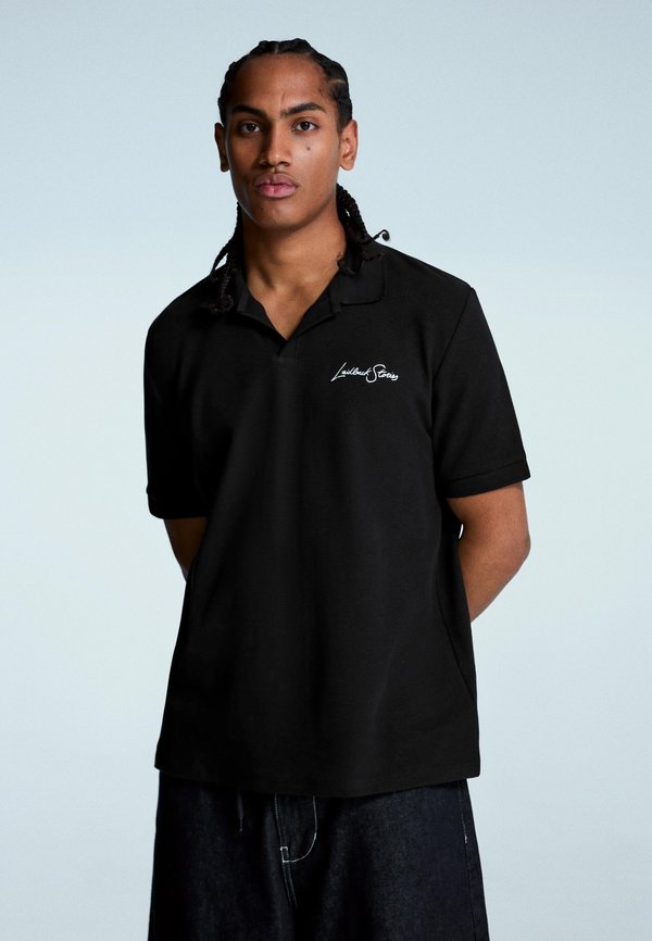 Bershka EMBROIDERED STRUCTURED SHORT SLEEVE   - Polo shirt - black