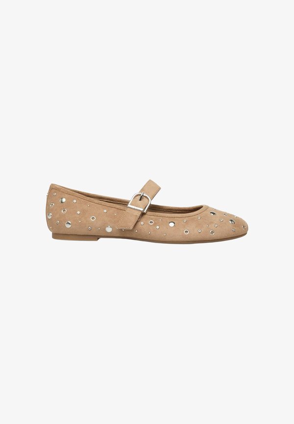 s.Oliver BALLERINAS - Ankle strap ballet pumps - sandfarben