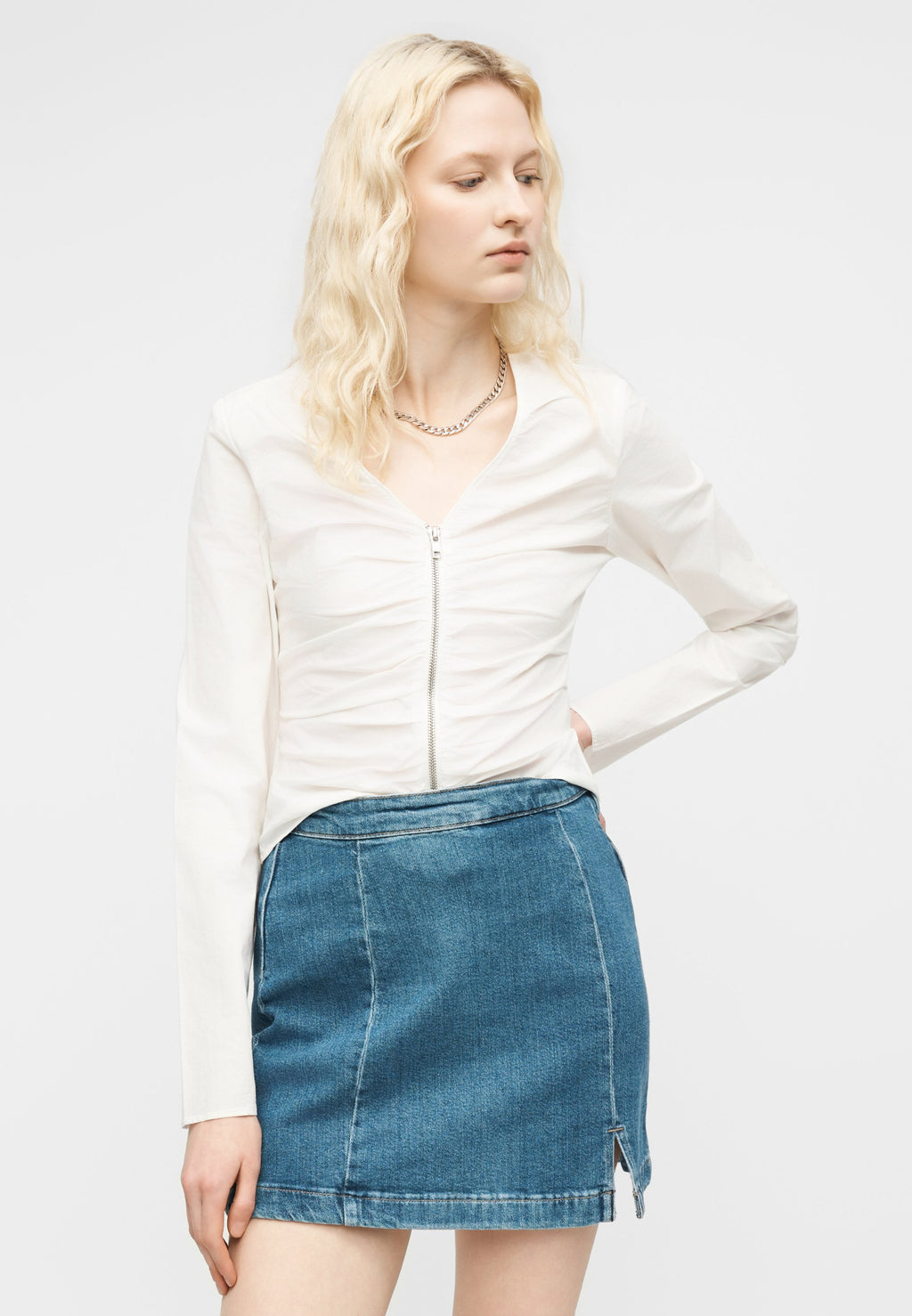 Pieces Mini PCSILKE HW SLIT DENIM