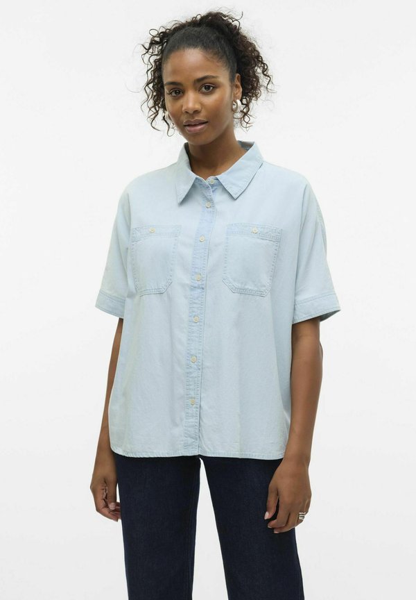 Vero Moda Denim VMEMBERLY Denim - Button-down blouse - light blue denim