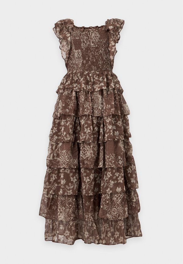Vero Moda VMAMAZING SMOCK DRESS  - Maxi dress - cocoa brown/white