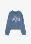 Bershka WASHED BOXY ROUND NECK - Jumper - dark blue