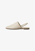 Calvin Klein OBLIQUE BALLER SLING CUT LTH - Slingback ballet pumps - light cashew