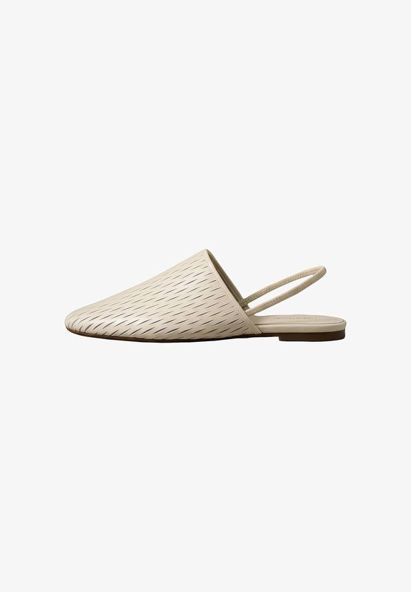 Calvin Klein OBLIQUE BALLER SLING CUT LTH - Slingback ballet pumps - light cashew
