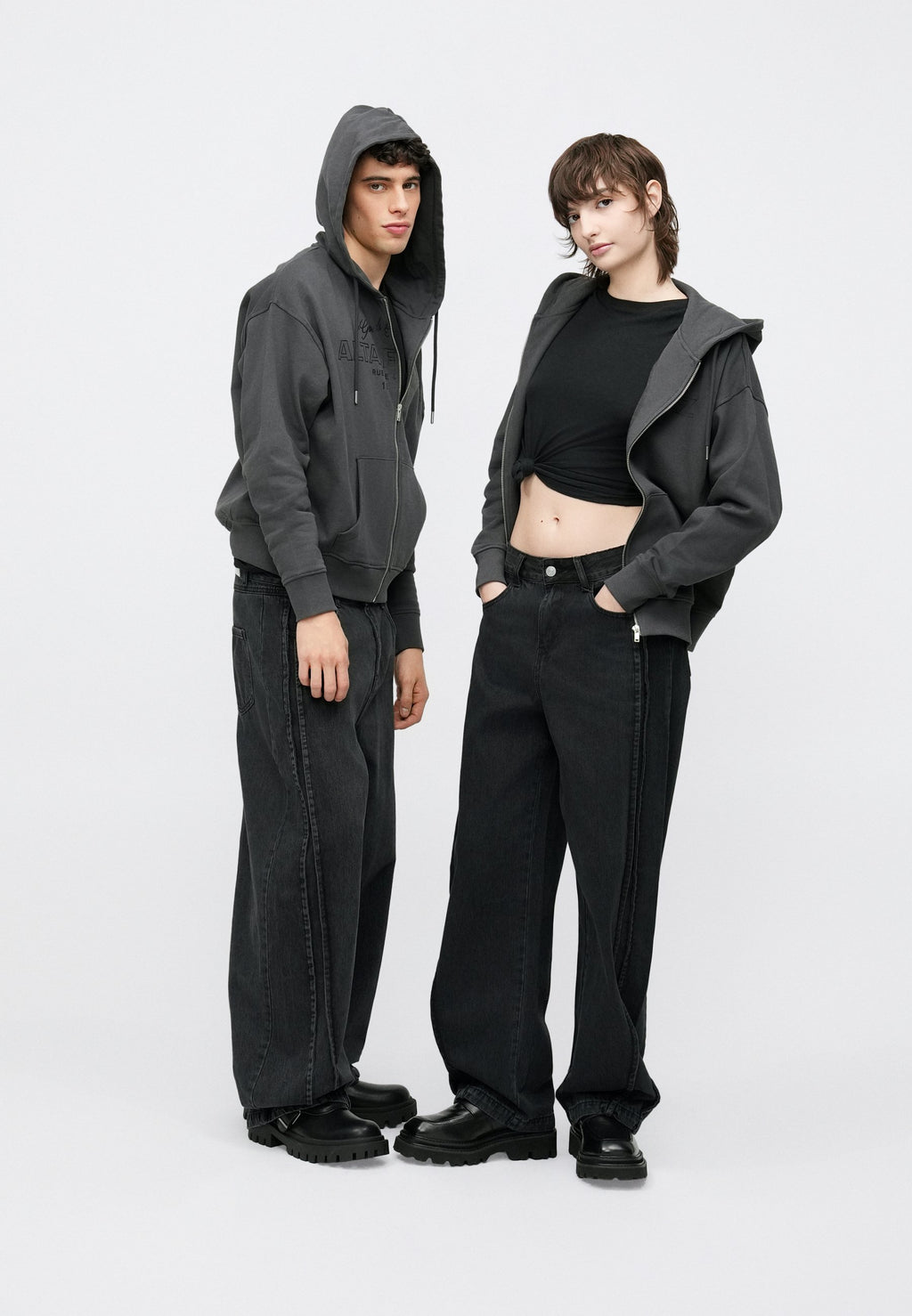 YOURTURN UNISEX RELAXED FIT ZIP-UP HOODIE