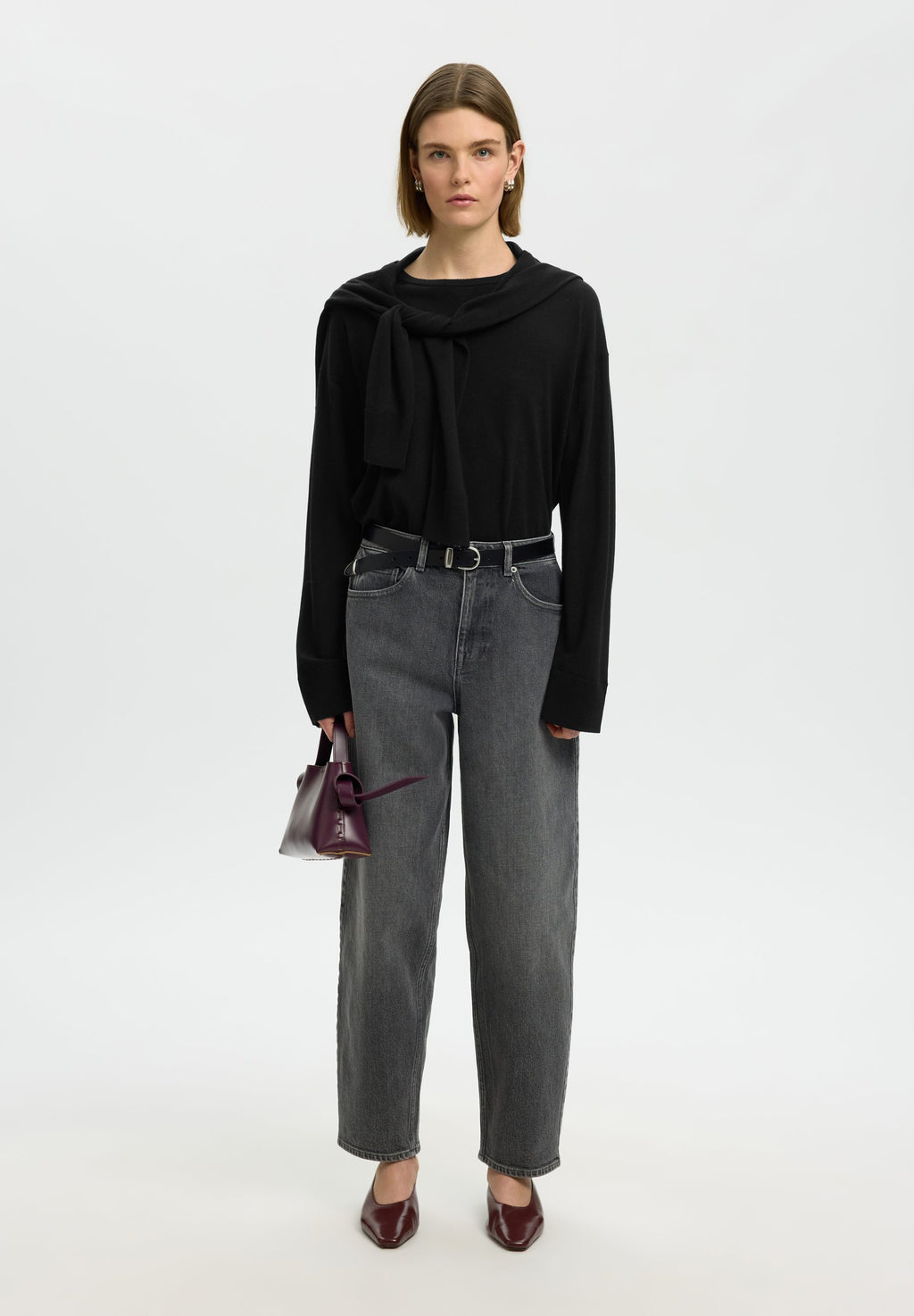 Selected SLFTHEA LS KNIT MERINO O-NECK NOOS