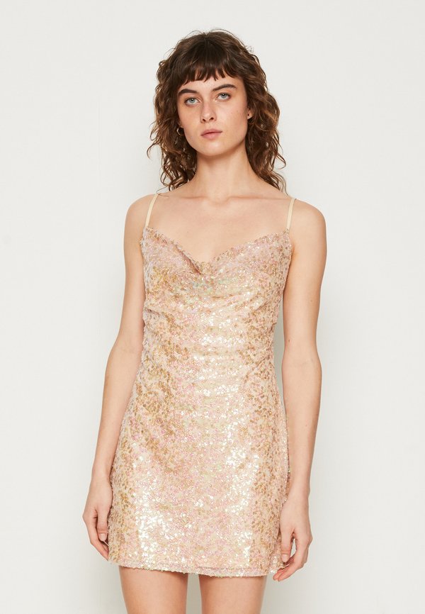 IN THE STYLE GEORGIA LOUISE COWL NECK MINI SLIP DRESS