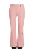 Helle rosa Skihosen mit tailliertem Design, zwei Knopfverschluss und verstellbaren Knöchelumschlägen in Schwarz. Mit einem Logo-Patch an der Seite.