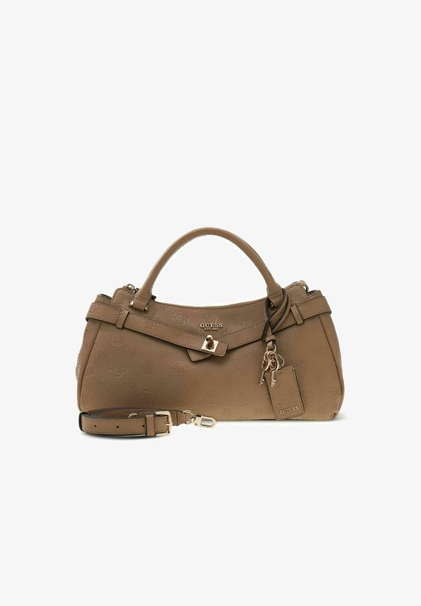 Guess ELLA LOGO GIRLFRIEND SATCHEL - Handbag - beige logo