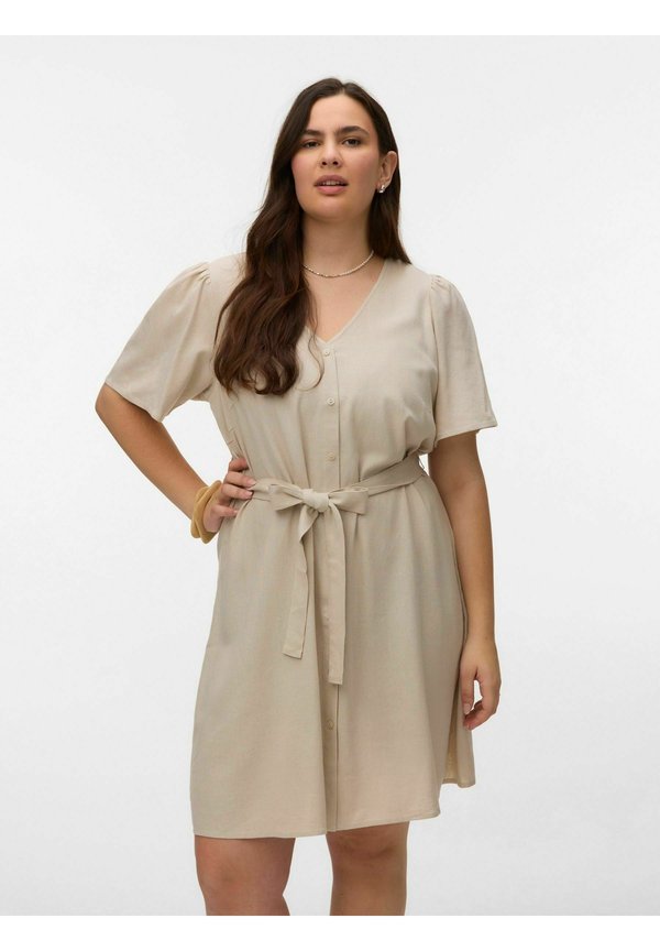 Vero Moda Curve VMCMYMILO Short - Shirt dress - beige