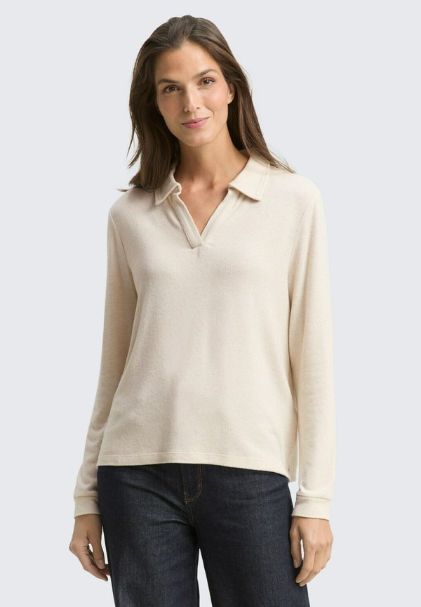 TOM TAILOR COSY MIT KRAGEN - Polo shirt - sand stone beige melange