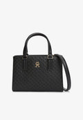 Tommy Hilfiger TH MONOGRAM CROSSBODY TOTE BAG - Handbag - black
