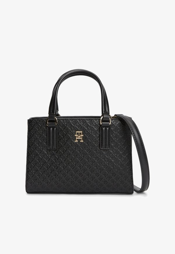 Tommy Hilfiger TH MONOGRAM CROSSBODY TOTE BAG - Handbag - black