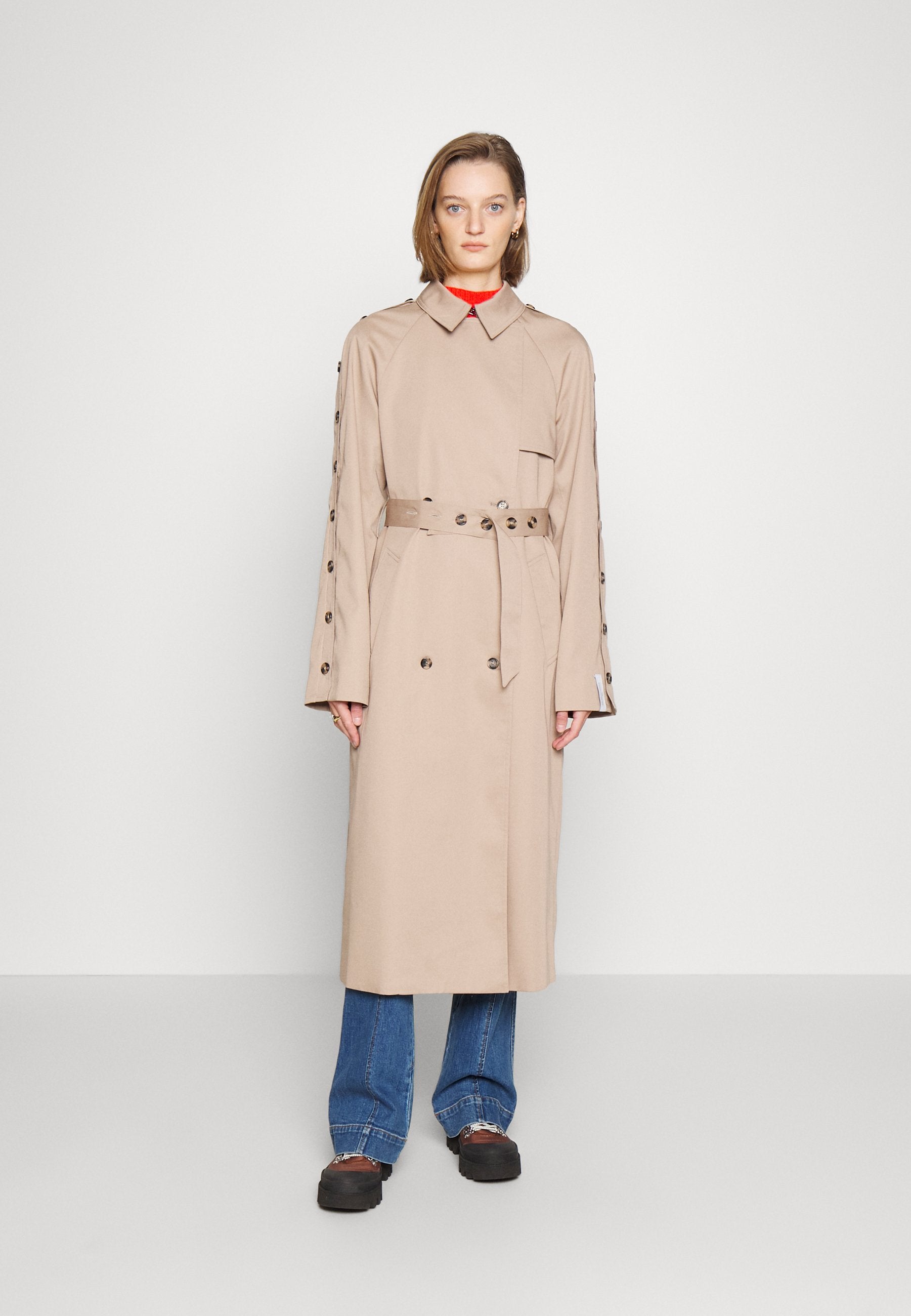 ROKH MULTI BUTTONS DETAILED TRENCH COAT
