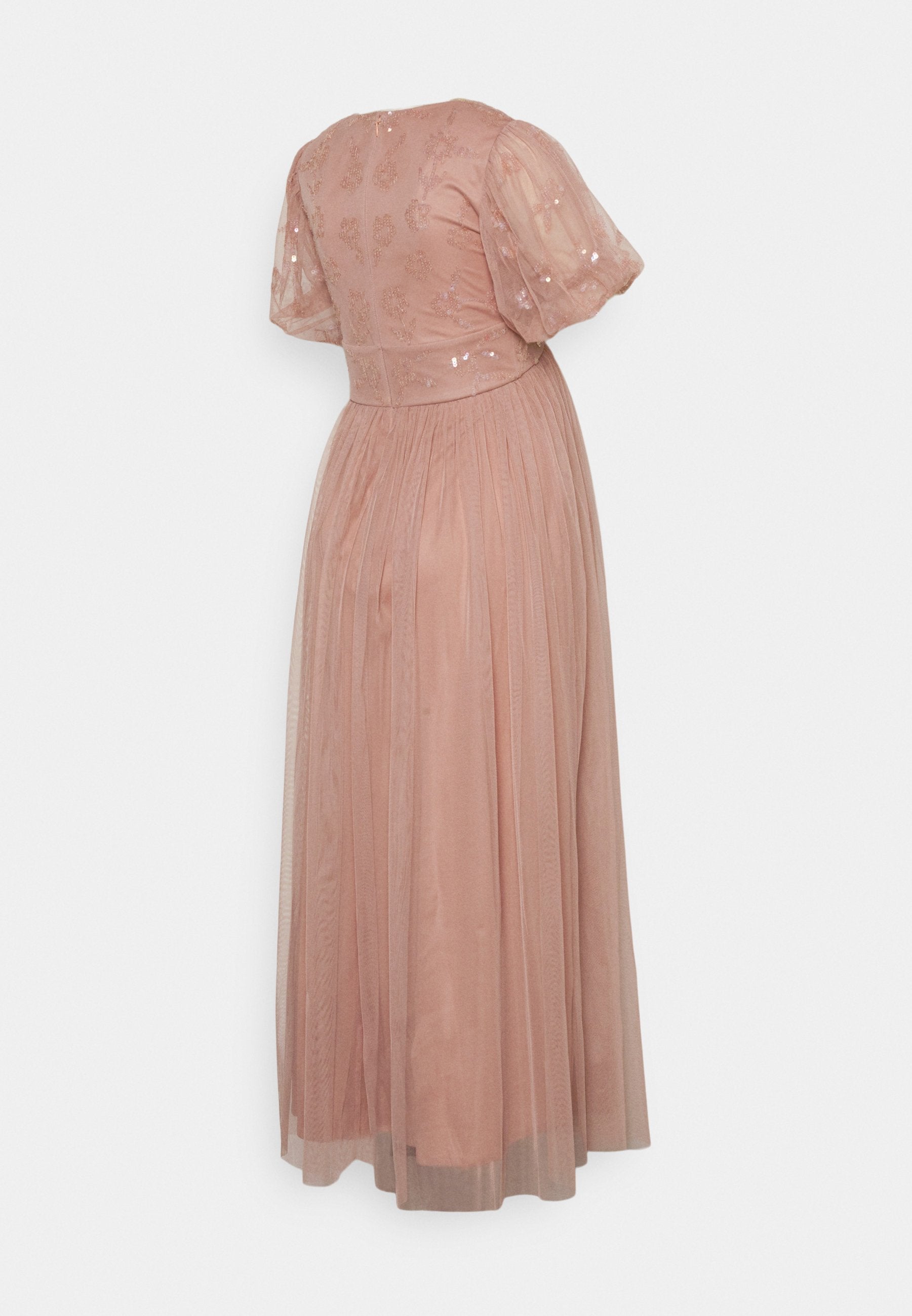 Maya Deluxe Maternity PUFF SLEEVE EMBELLISHED MIDAXI DRESS