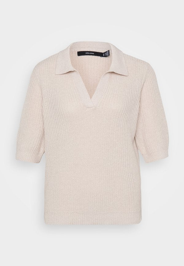 Vero Moda Tall VMLUX 2/4 - Print T-shirt - oatmeal melange