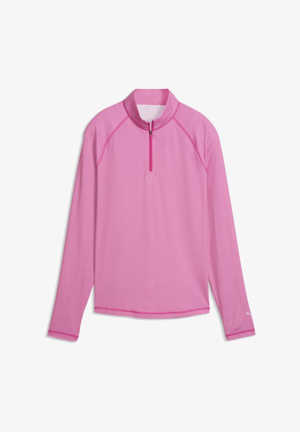 Puma BIRDSEYE GOLFJACKE MIT KURZEM REISSVERSCHLUSS - Long sleeved top - white glow/pink opal