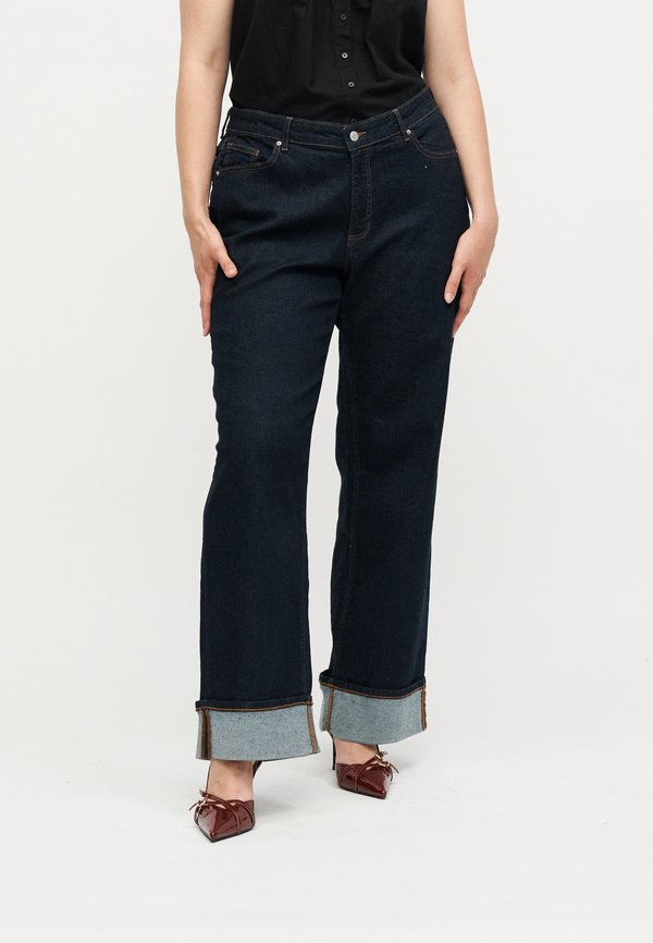 Vero Moda Curve VMCMARI TESSA FOLD - Relaxed fit jeans - dark blue denim