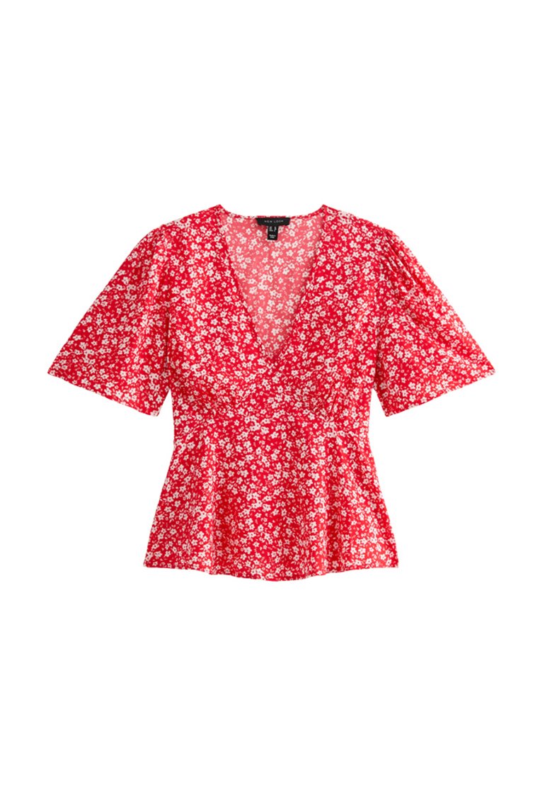 New Look RED FLORAL PRINT TOP