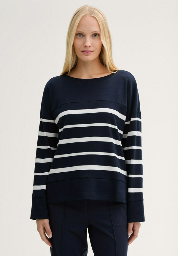 TOM TAILOR LANGARM - Jumper - blue offwhite irregular stripe
