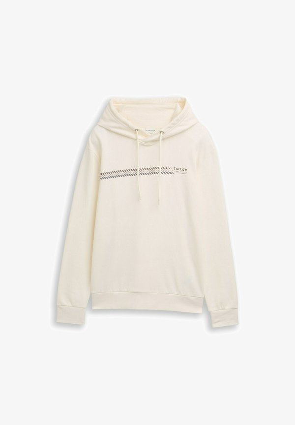 TOM TAILOR MIT LOGO-PRINT - Hoodie - wool white